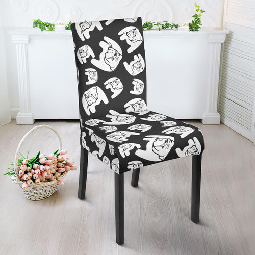 English Bulldog Pattern Print Design 02 Dining Chair Slipcover