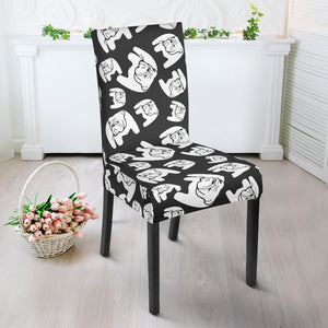 English Bulldog Pattern Print Design 02 Dining Chair Slipcover