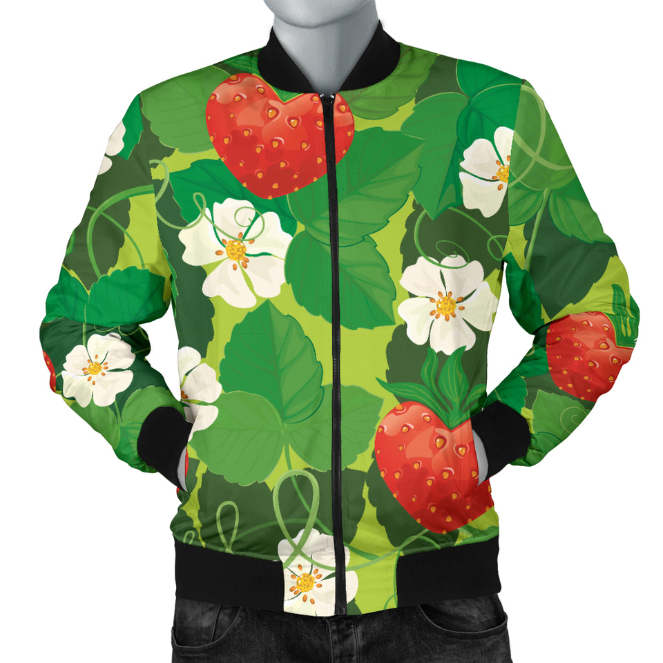 Strawberry Leaves Pattern Men Bomber Jacket