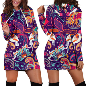 Indian Pattern Background Women Hoodie Dress