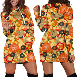 Pizza Texture Pattern Women Hoodie Dress