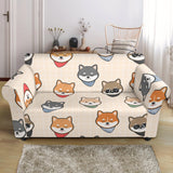 Shiba Inu Head Pattern Loveseat Couch Slipcover