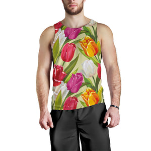 Colorful Tulip Pattern Men Tank Top