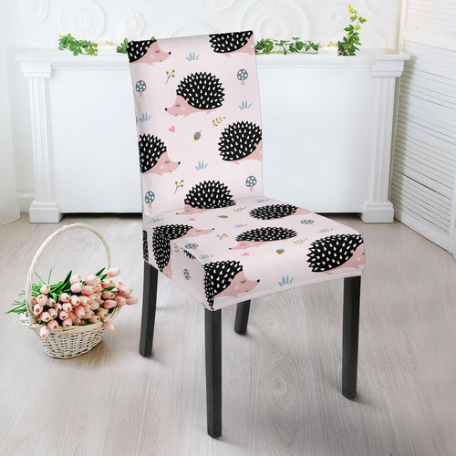 Hedgehog Pattern Print Design 04 Dining Chair Slipcover