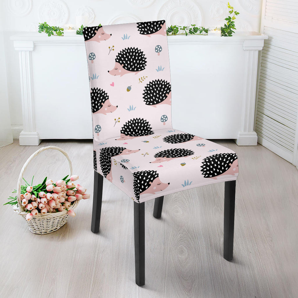 Hedgehog Pattern Print Design 04 Dining Chair Slipcover