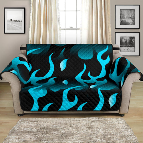 Blue Flame Fire Pattern Background Loveseat Couch Cover Protector