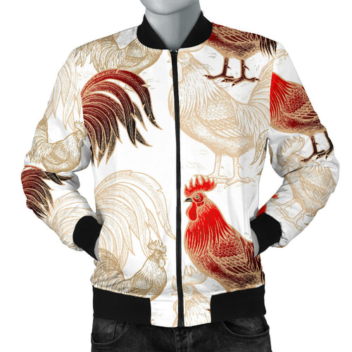 Rooster Chicken Pattern Men Bomber Jacket