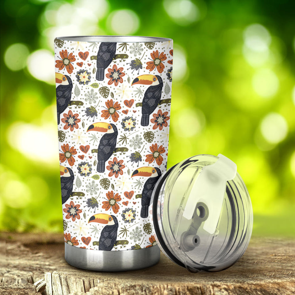 Toucan Flower Pattern Tumbler