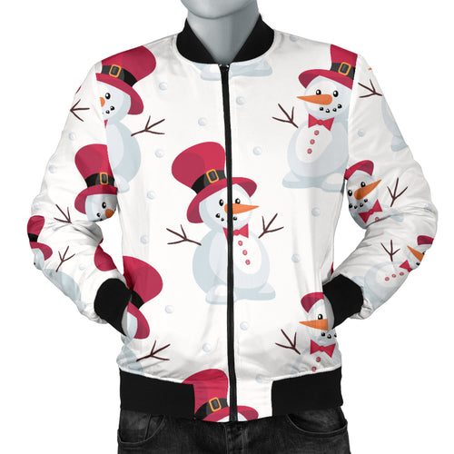 Cute Snowman Pattern Men Bomber Jacket