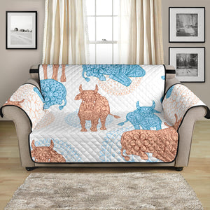 Cow Tribal Pattern Loveseat Couch Cover Protector