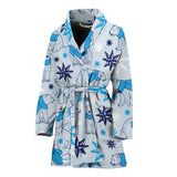 Polar Bear Pattern Blue Background Women Bathrobe