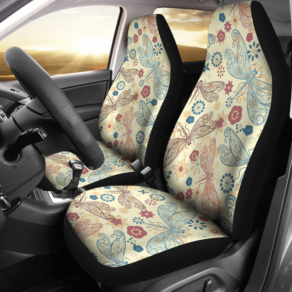 Dragonfly Flower Pattern Universal Fit Car Seat Covers