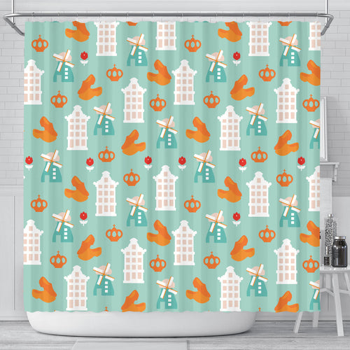Windmill Pattern Theme Shower Curtain Fulfilled In US