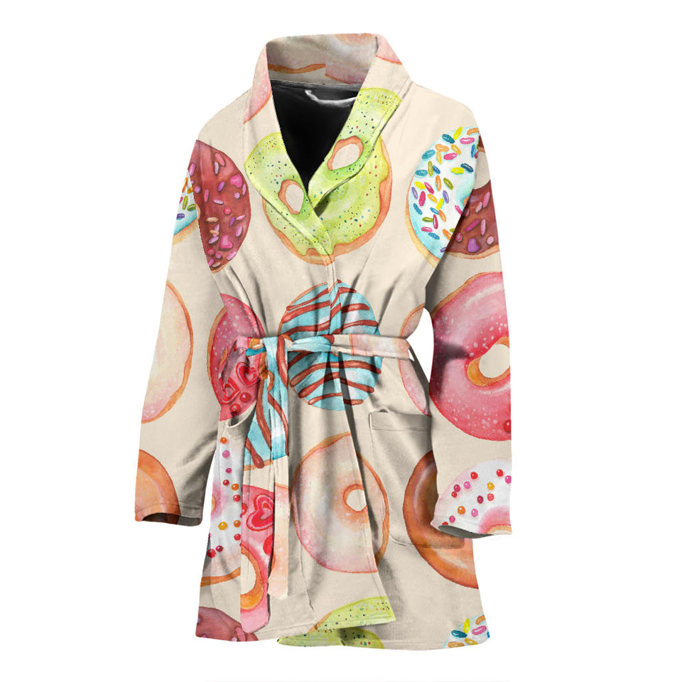 Donut Pattern Women Bathrobe