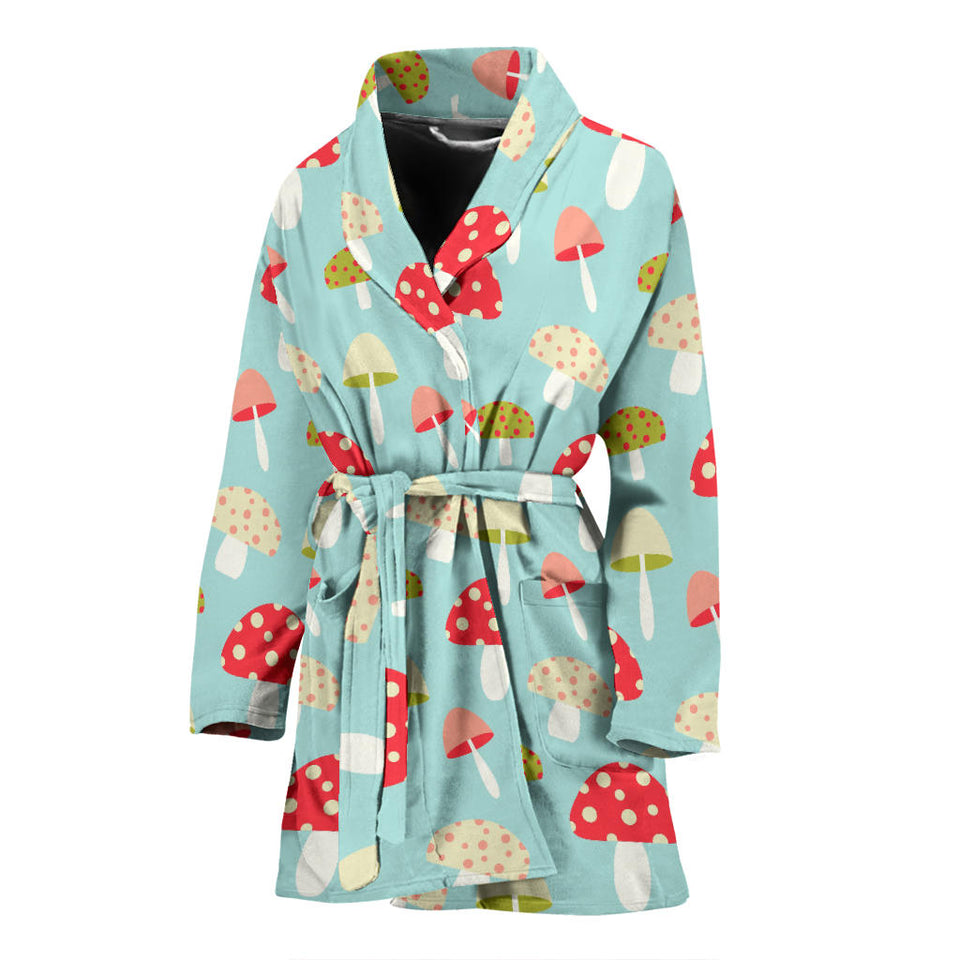 Mushroom Pattern Background Women Bathrobe