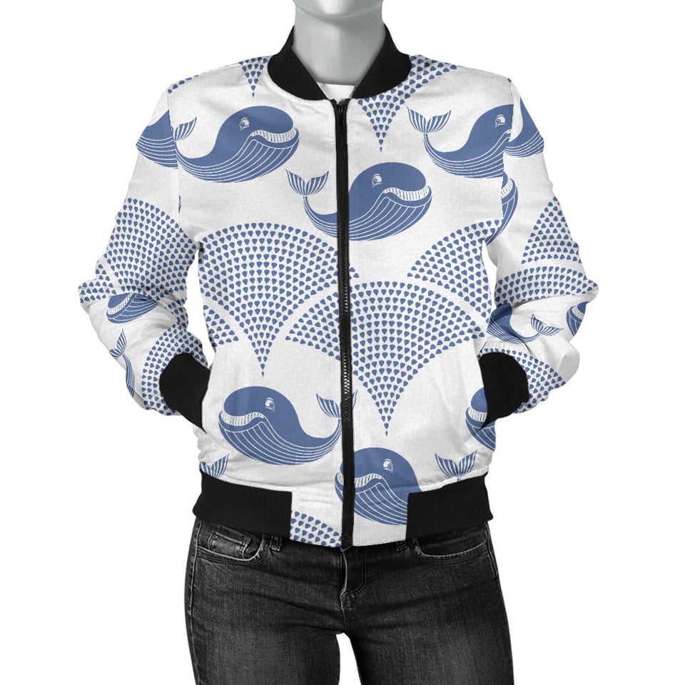 Whale Pattern Women Bomber Jacket