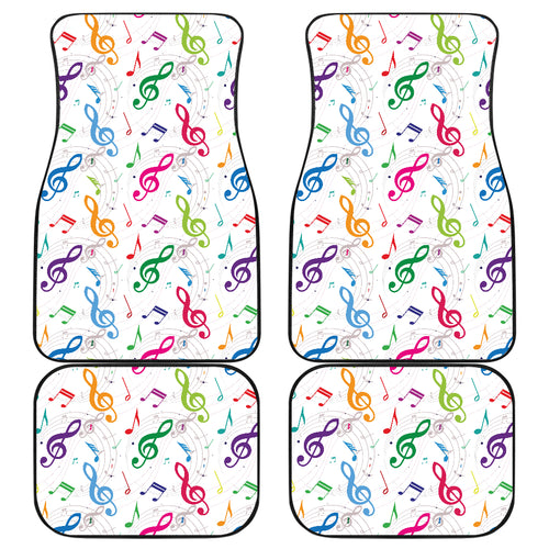 Music Notes Pattern Print Design 02 Front and Back Car Mats