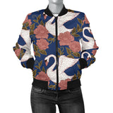 Swan Rose Pattern Women Bomber Jacket