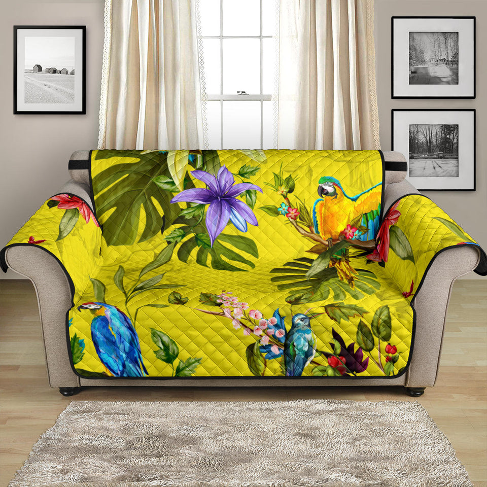 Colorful Parrot Pattern Loveseat Couch Cover Protector