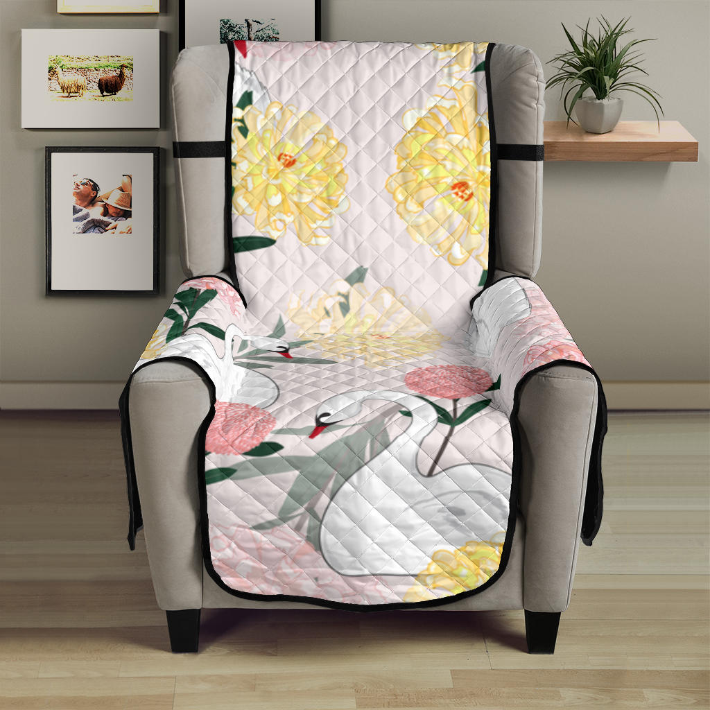 Swan Flower Pattern Chair Cover Protector