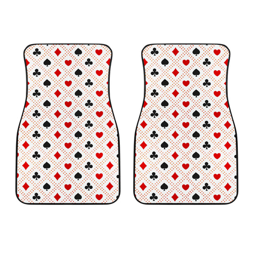 Casino Cards Suits Pattern Print Design 04 Front Car Mats