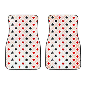 Casino Cards Suits Pattern Print Design 04 Front Car Mats