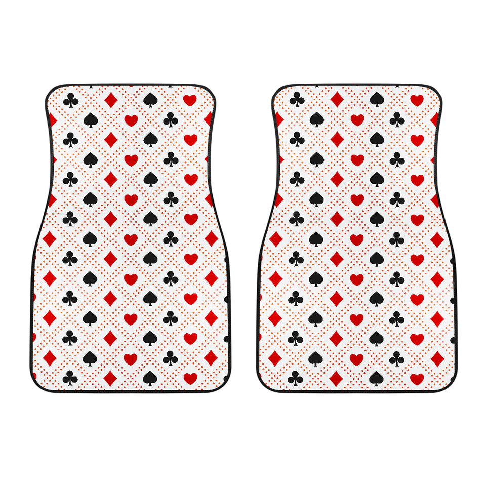 Casino Cards Suits Pattern Print Design 04 Front Car Mats