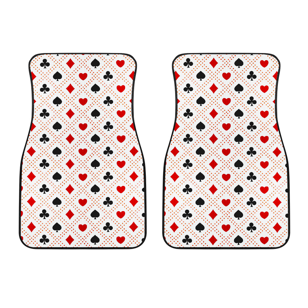 Casino Cards Suits Pattern Print Design 04 Front Car Mats