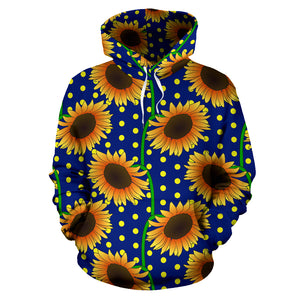 Sunflower Pokka Dot Pattern Men Women Pullover Hoodie