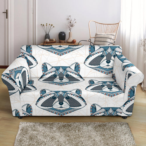 Raccoon Head Pattern Loveseat Couch Slipcover