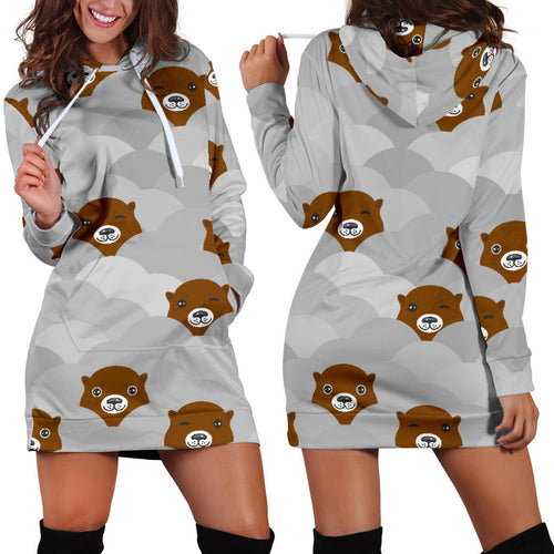 Cute Otter Pattern Women Hoodie Dress