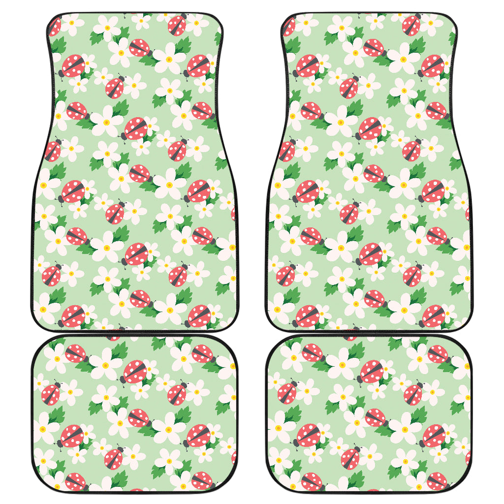 Ladybug Pattern Print Design 05 Front and Back Car Mats