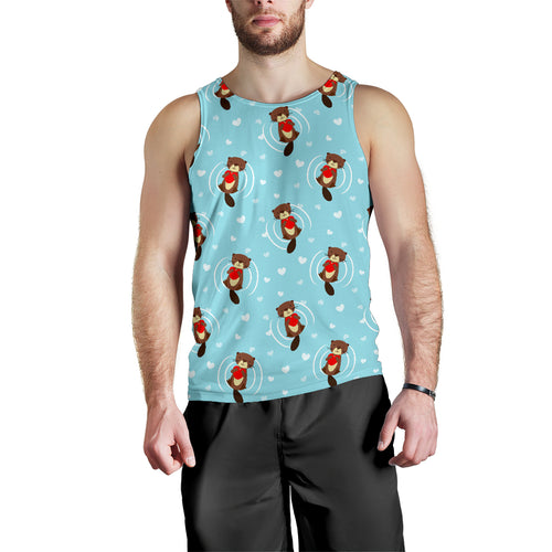 Otter Heart Pattern Men Tank Top