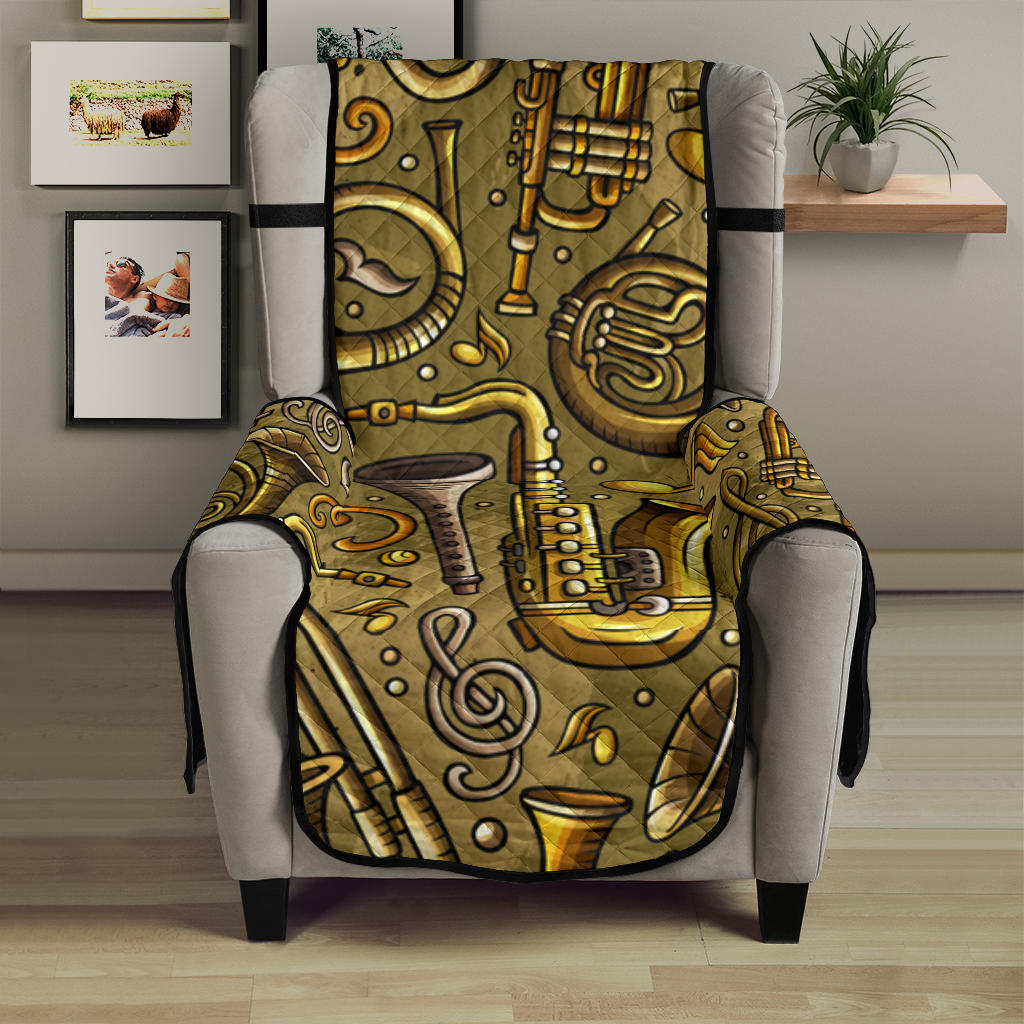 Saxophone Gold Pattern Chair Cover Protector