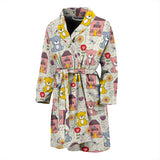 Teddy Bear Pattern Print Design 04 Men Bathrobe