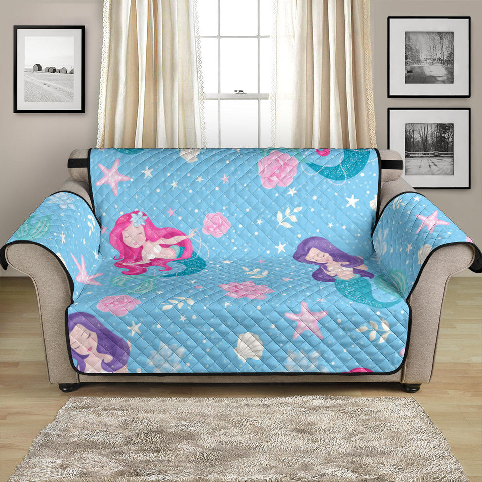Cute Mermaid Pattern Loveseat Couch Cover Protector