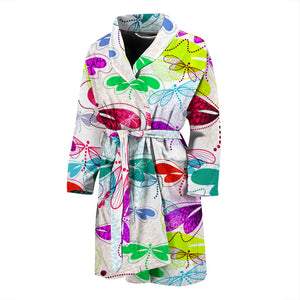 Colorful Dragonfly Pattern Men Bathrobe