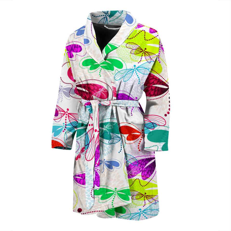 Colorful Dragonfly Pattern Men Bathrobe