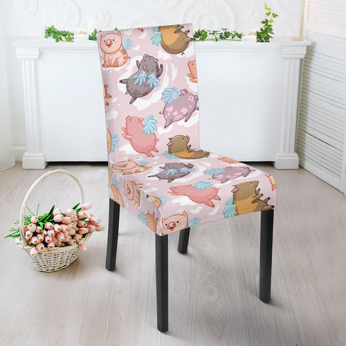 Pig Pattern Print Design 02 Dining Chair Slipcover