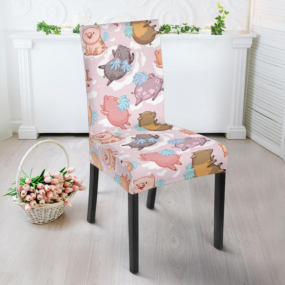 Pig Pattern Print Design 02 Dining Chair Slipcover