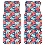 Hibiscus Pattern Print Design 05 Front and Back Car Mats