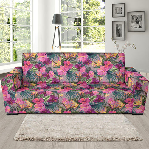 Hibiscus Pattern Print Design 03 Sofa Slipcover