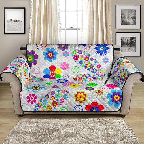 Dragonfly Color Flower Pattern Loveseat Couch Cover Protector