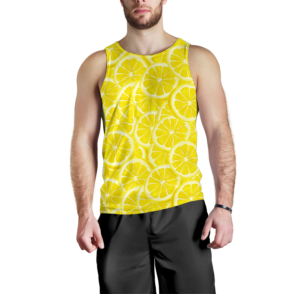 Sliced Lemon Pattern Men Tank Top