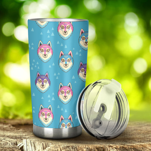 Siberian Husky Head Pattern Tumbler