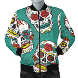 Suger Skull Pattern Green Background Men Bomber Jacket