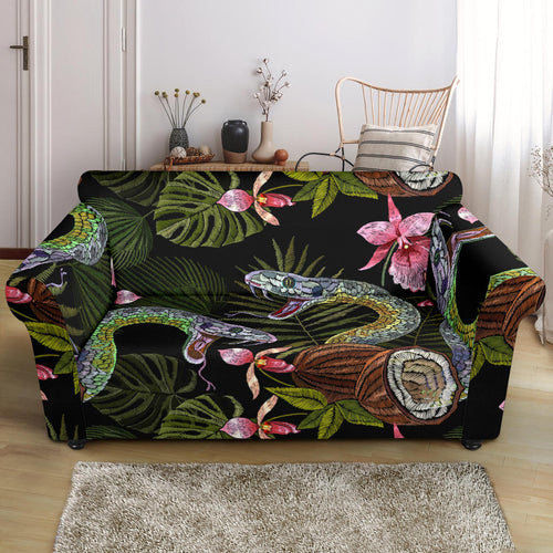 Snake Leaves Coconut Pattern Loveseat Couch Slipcover