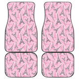 Eiffel Tower Pink Background Pattern Print Design 04 Front and Back Car Mats