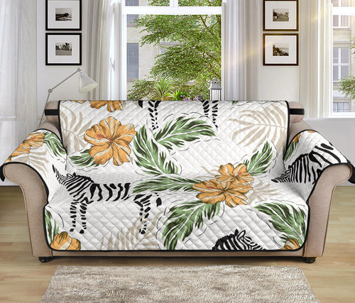 Zebra Hibiscus Pattern Sofa Cover Protector