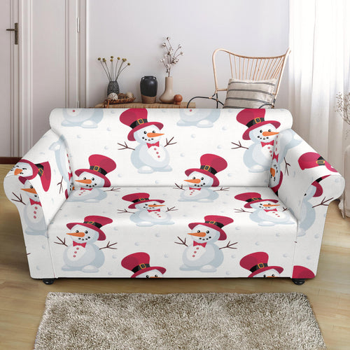 Cute Snowman Pattern Loveseat Couch Slipcover